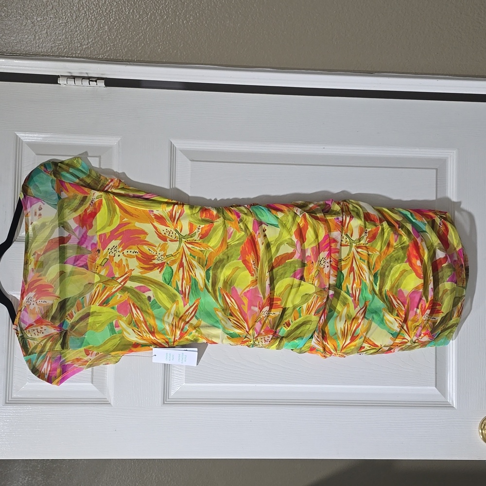 NWT Guess Layla Tropical Knot Accent Mini Dress Yellow Multi Size S - Picture 11 of 11